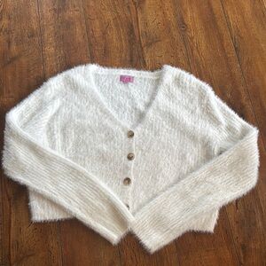 Miami White Knit Cardigan Sweater